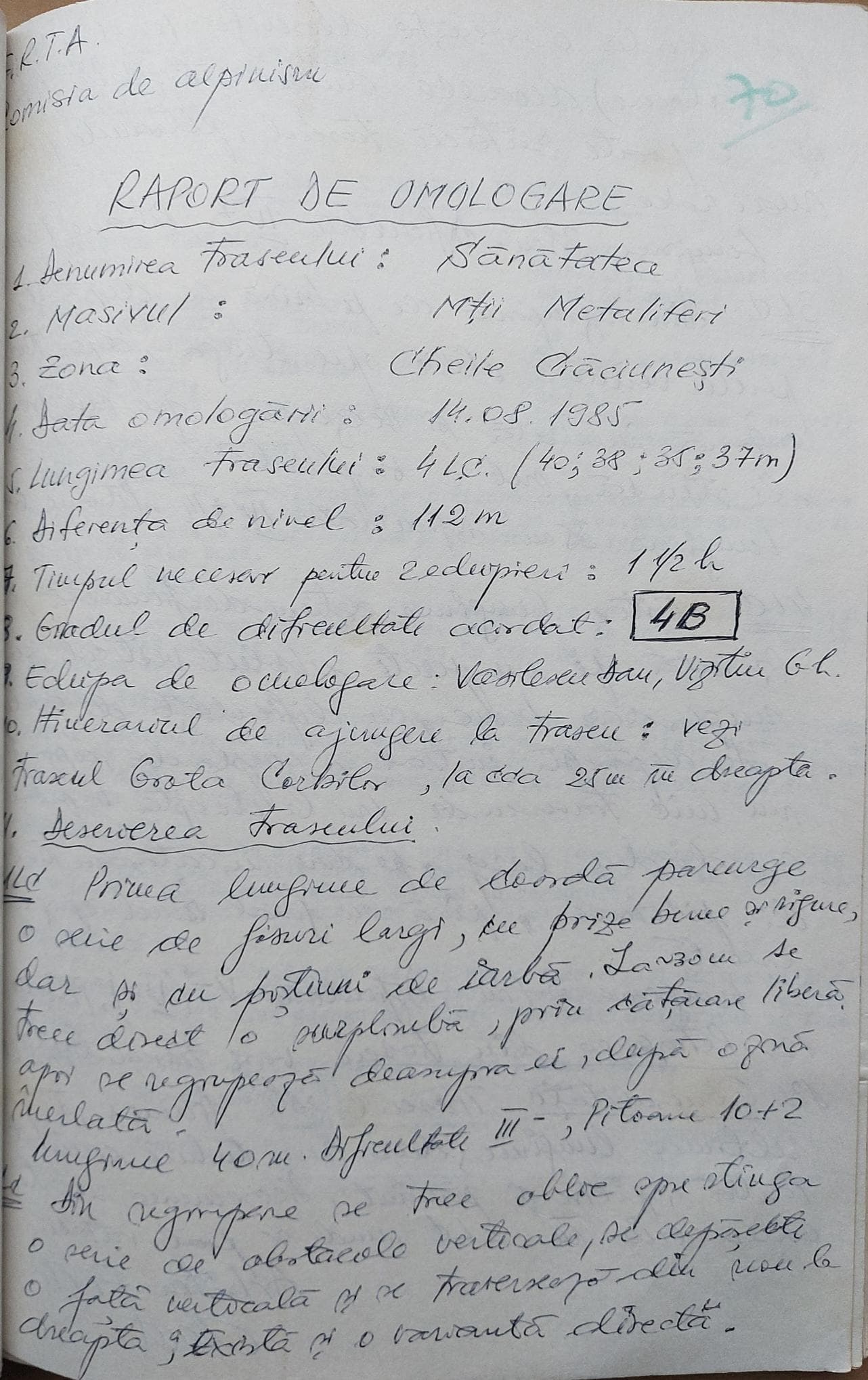 Raport de omologare pag. 1