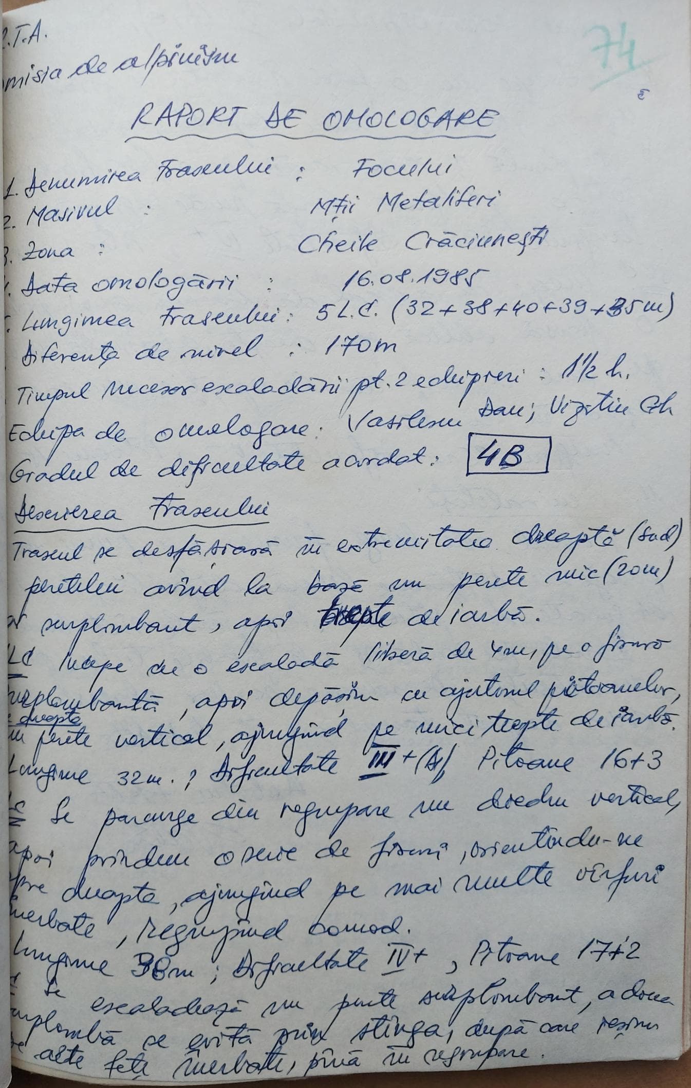 Raport de omologare pag. 1