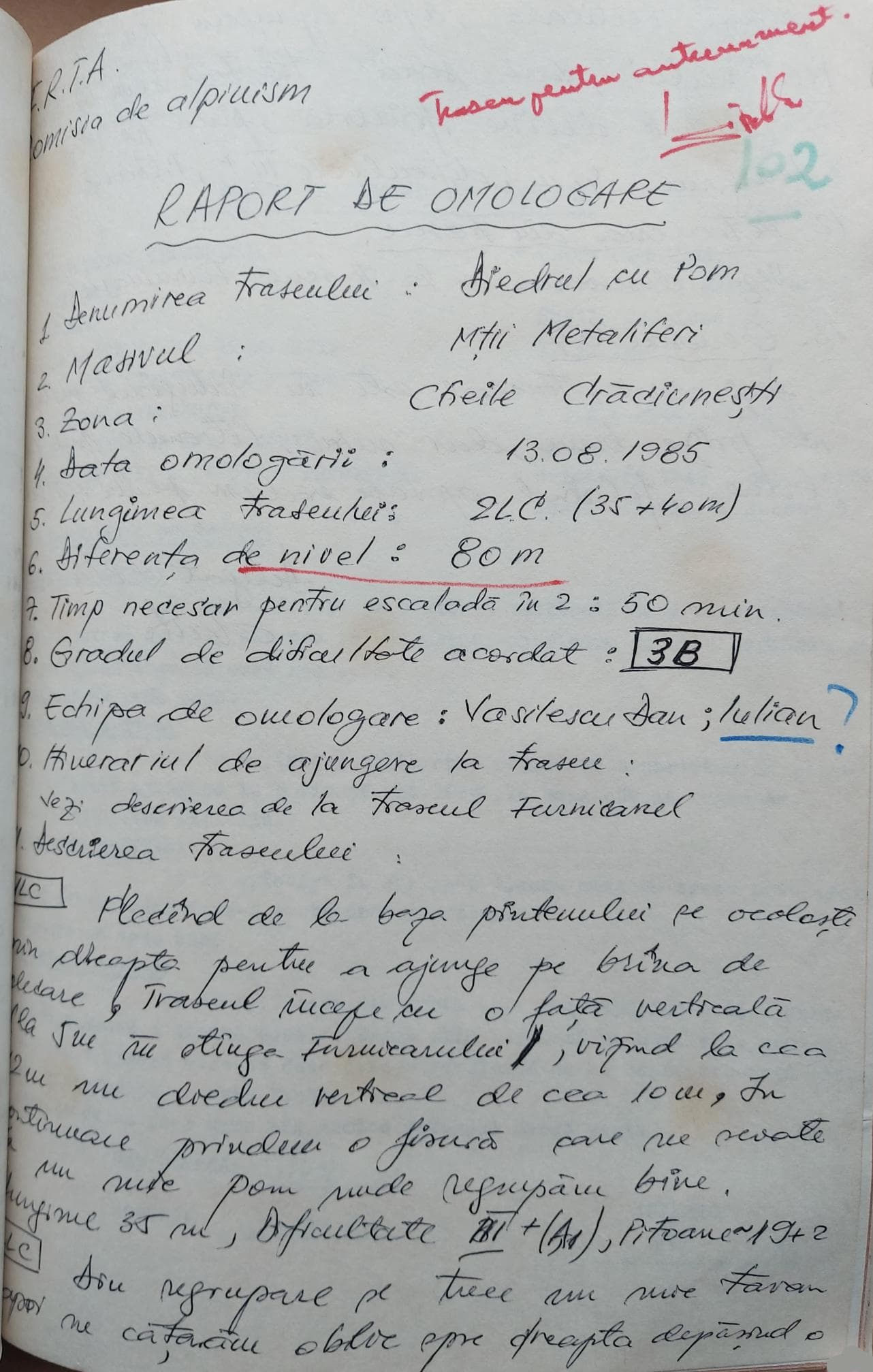 Raport omologare pag. 1